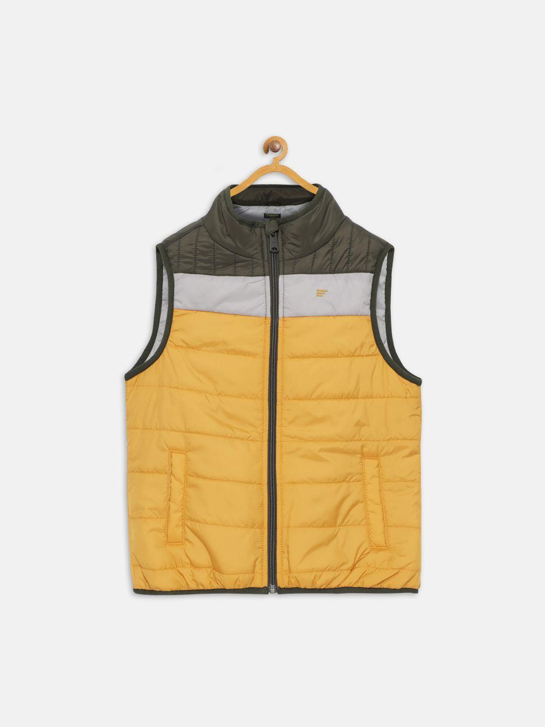 t-base boys yellow colourblocked lightweight puffer jacket