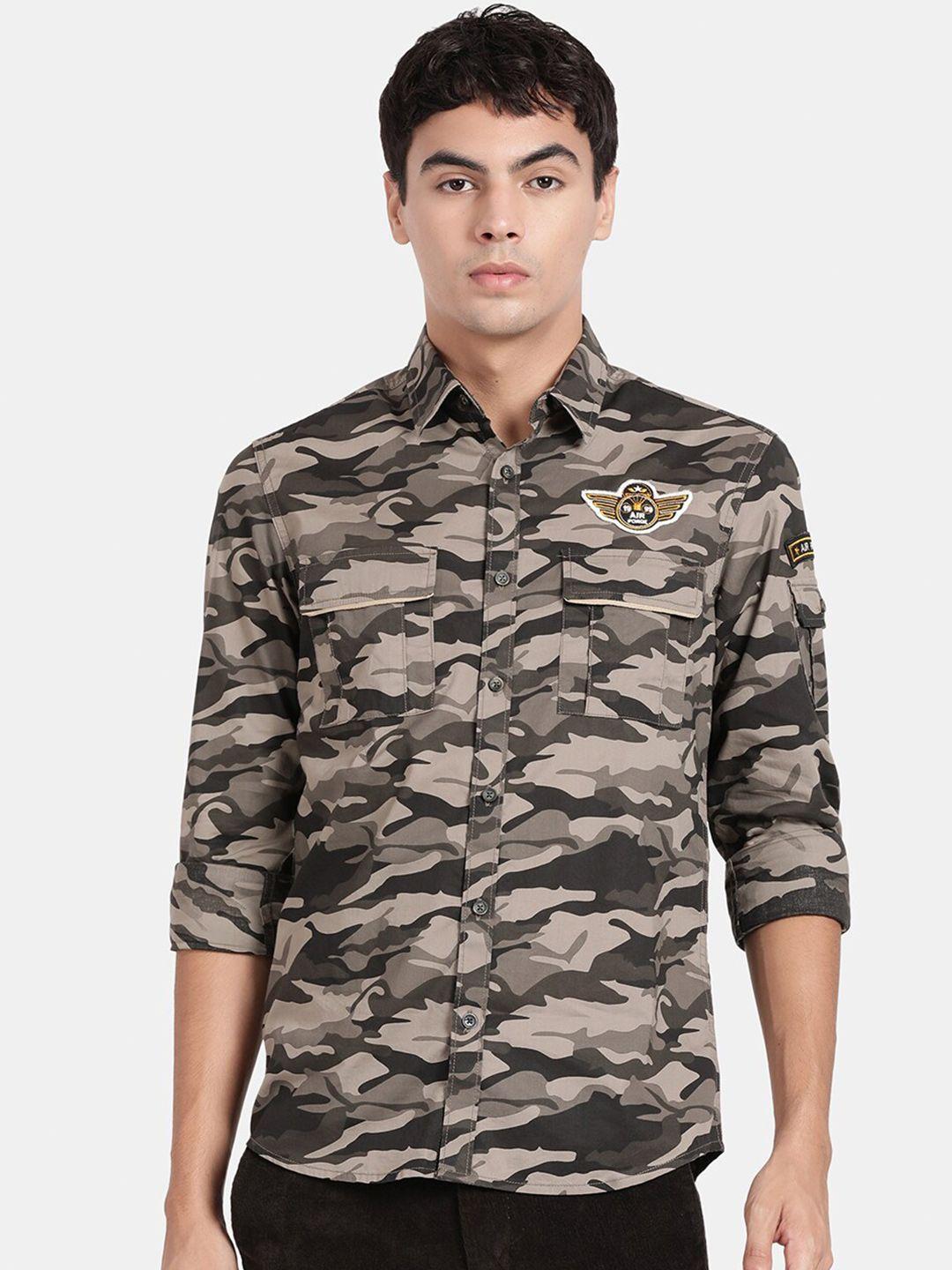 t-base camouflage printed cotton casual shirt