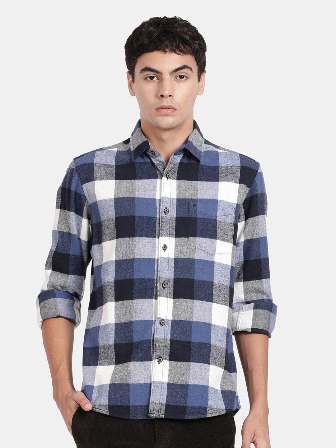 t-base gingham checks cotton casual shirt