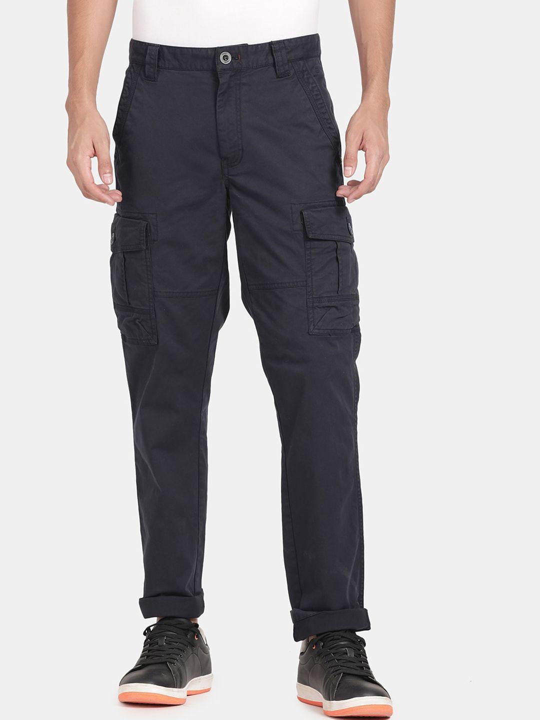 t-base men blue cotton cargos trousers