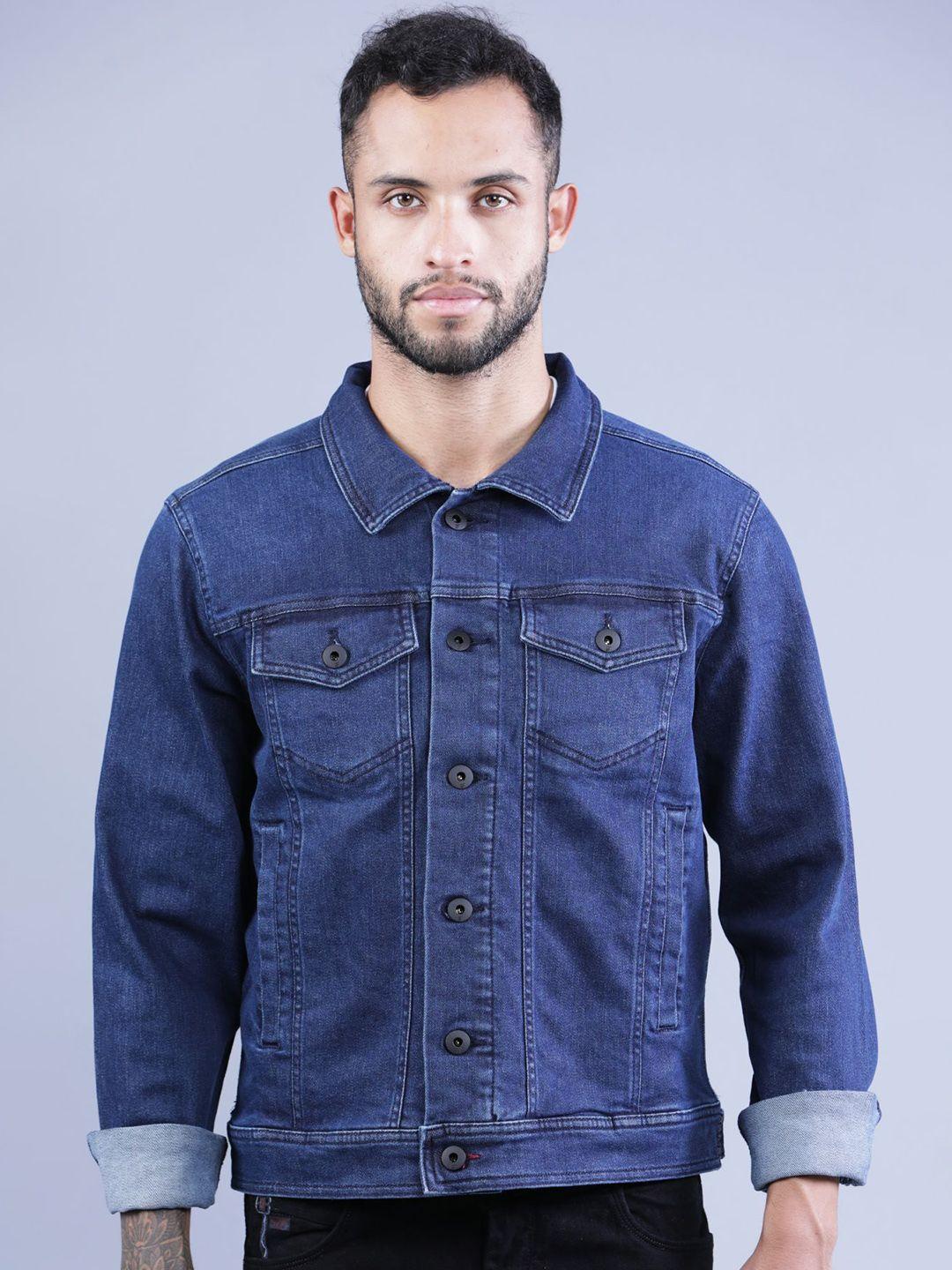 t-base men blue washed denim jacket