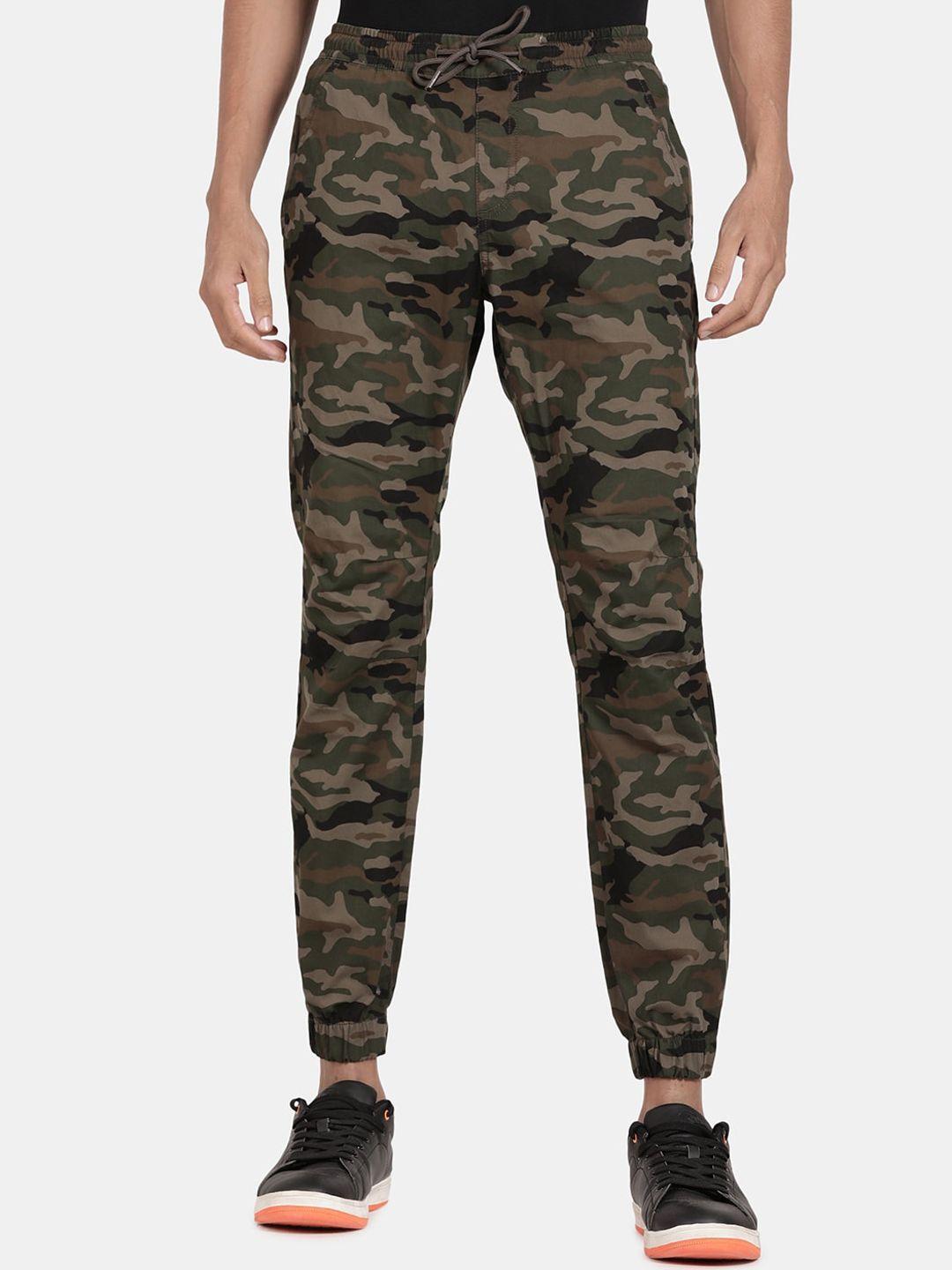 t-base men camouflage printed cotton joggers