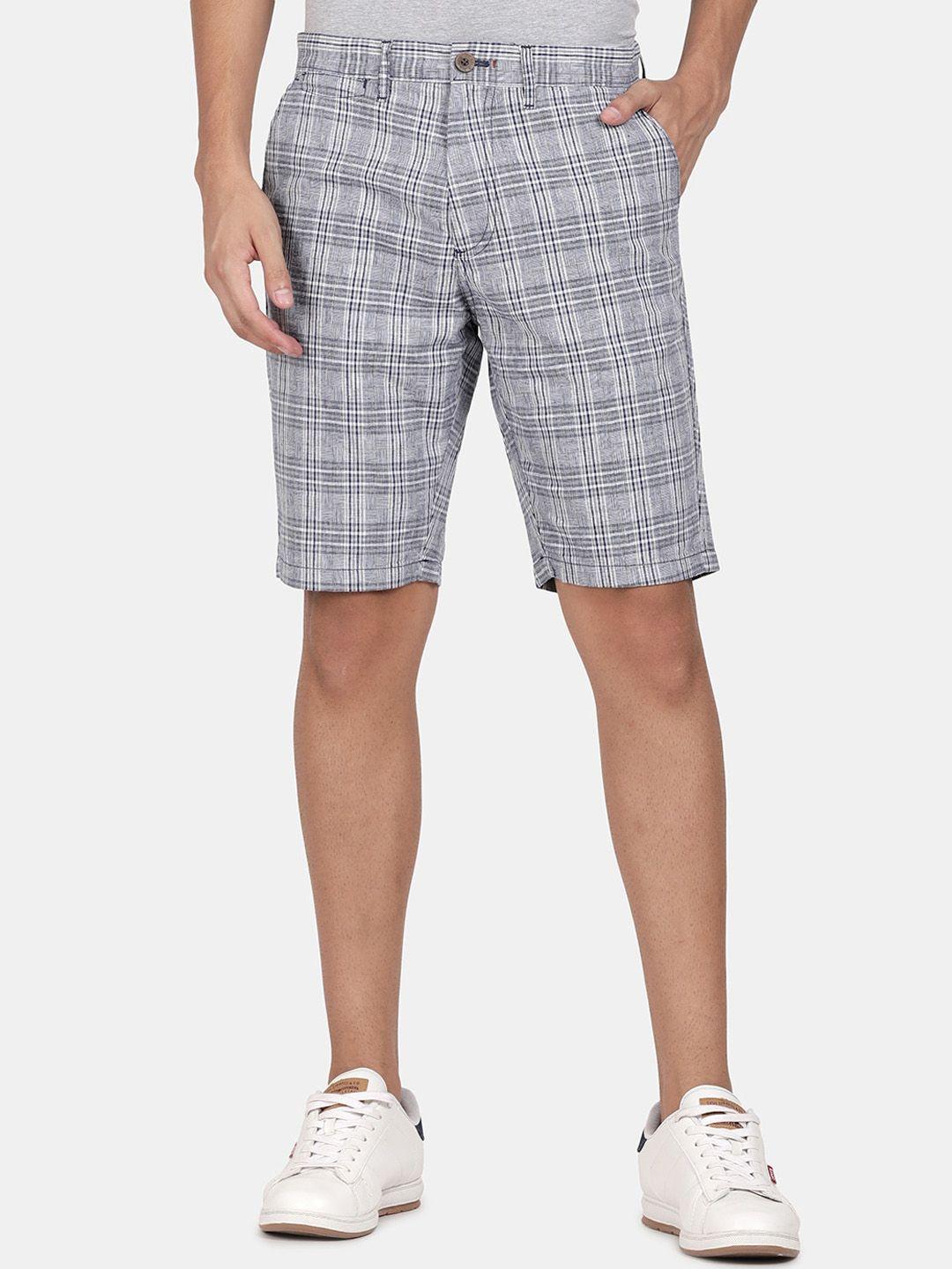 t-base men checked cotton shorts