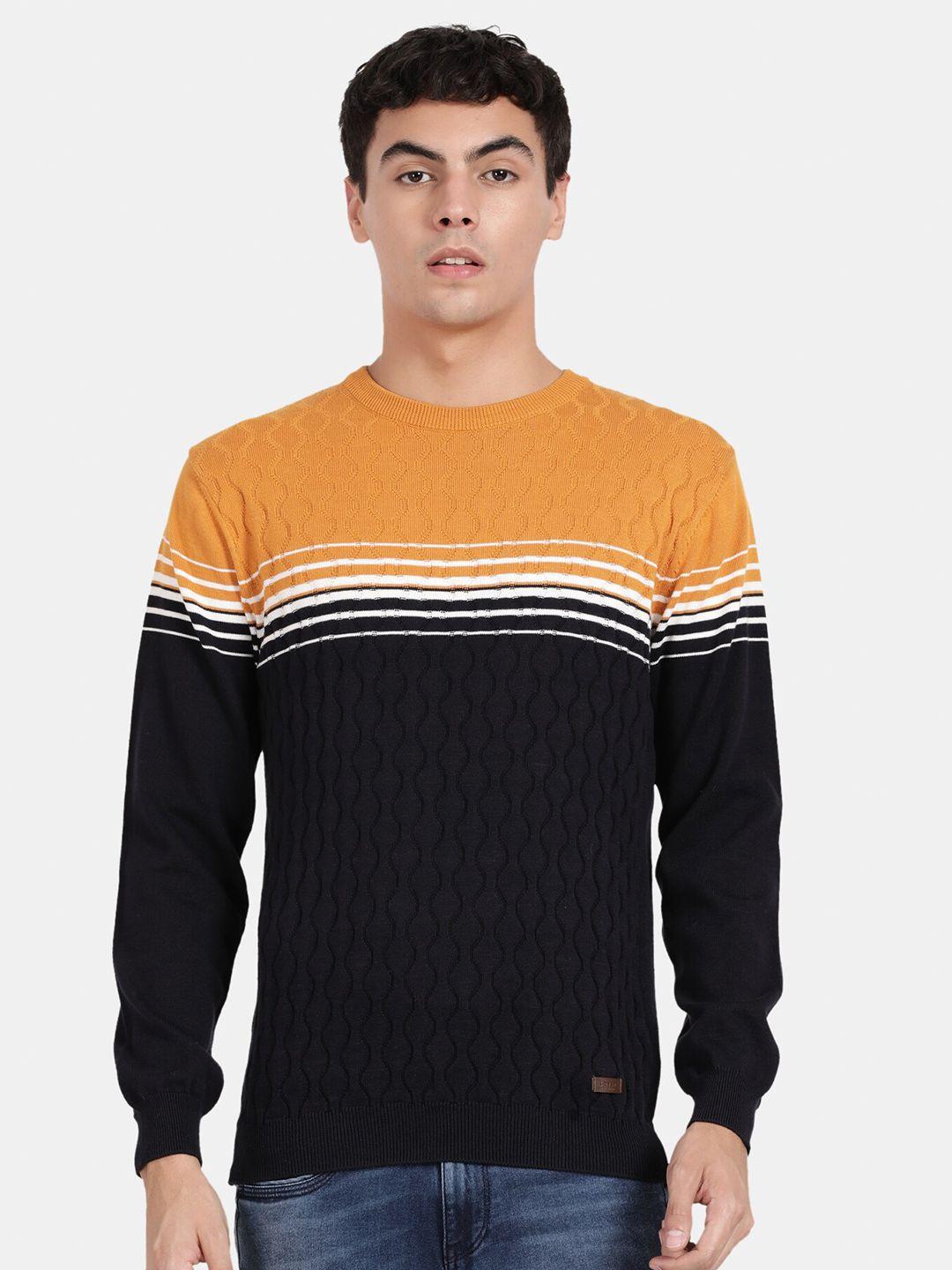 t-base men colourblocked cotton pullover