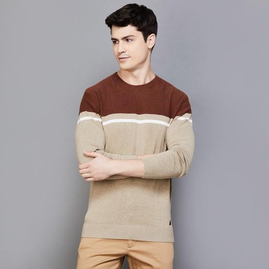 t-base men colourblocked sweater