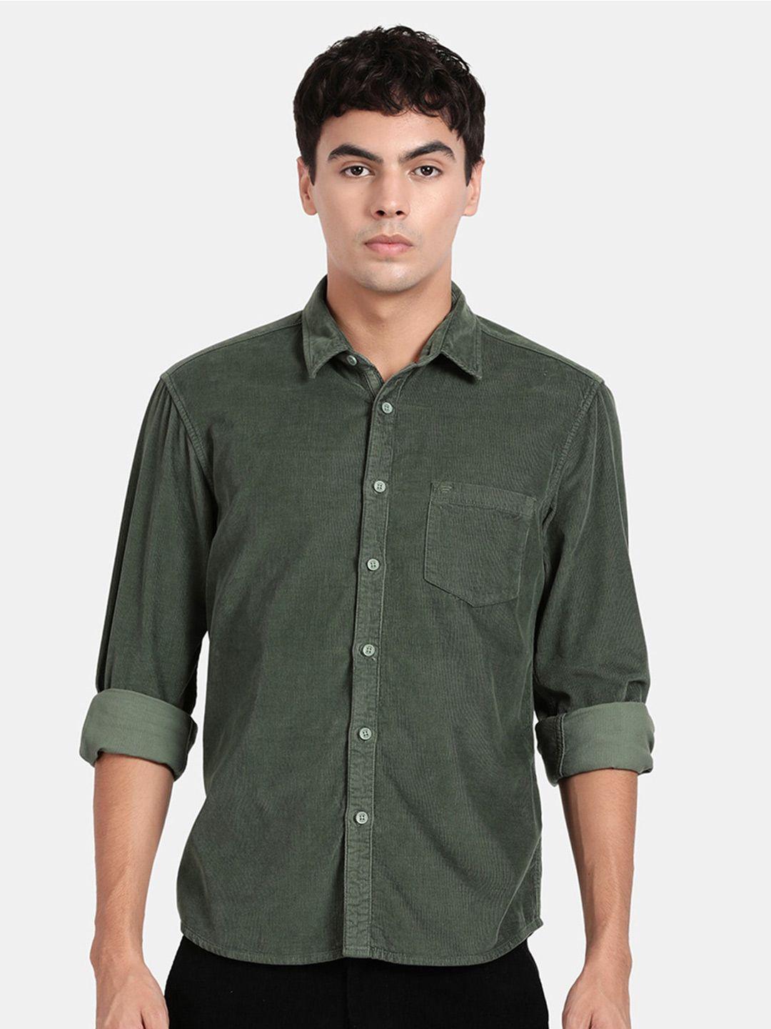t-base men green opaque casual shirt