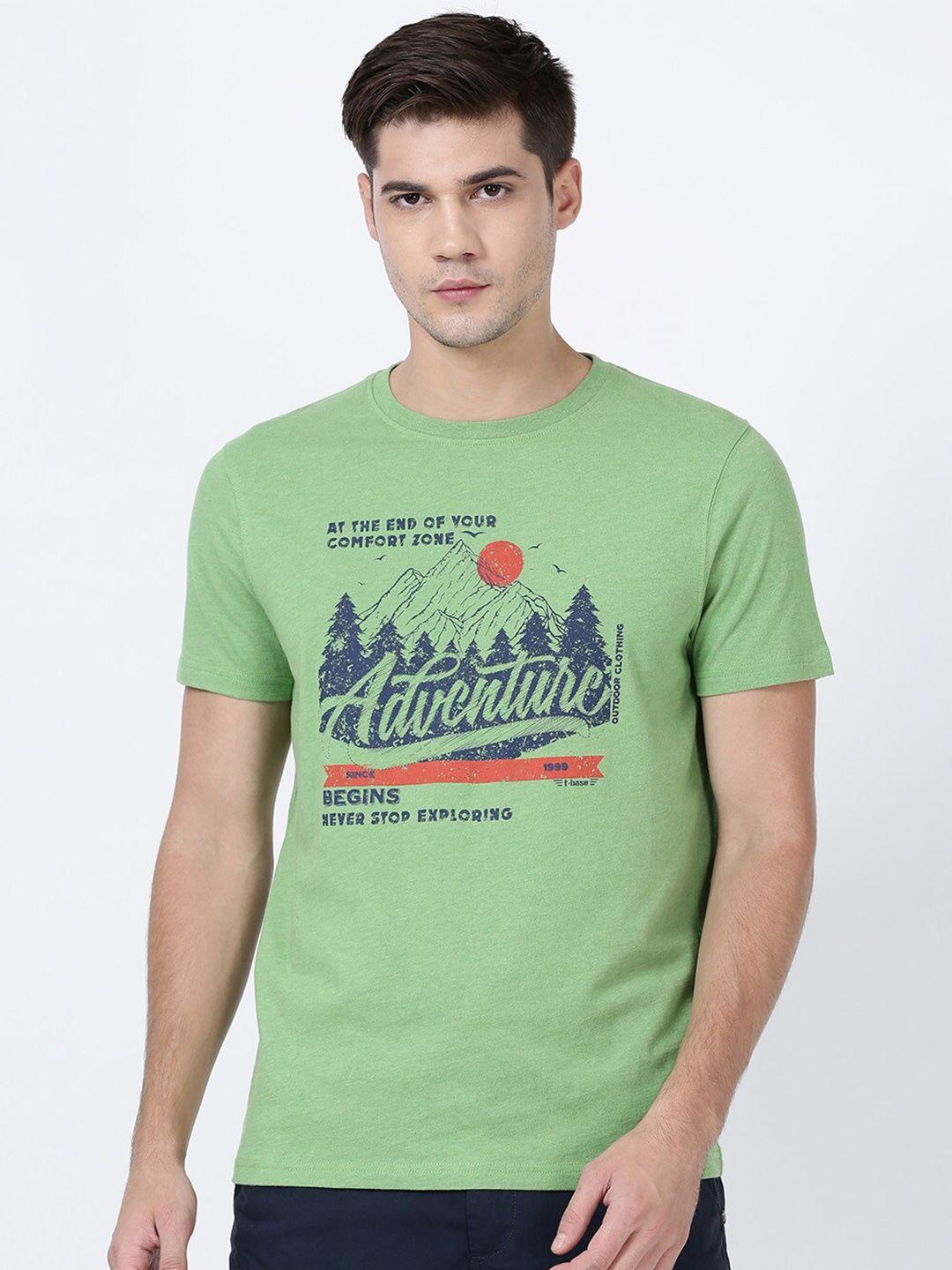 t-base men green printed t-shirt