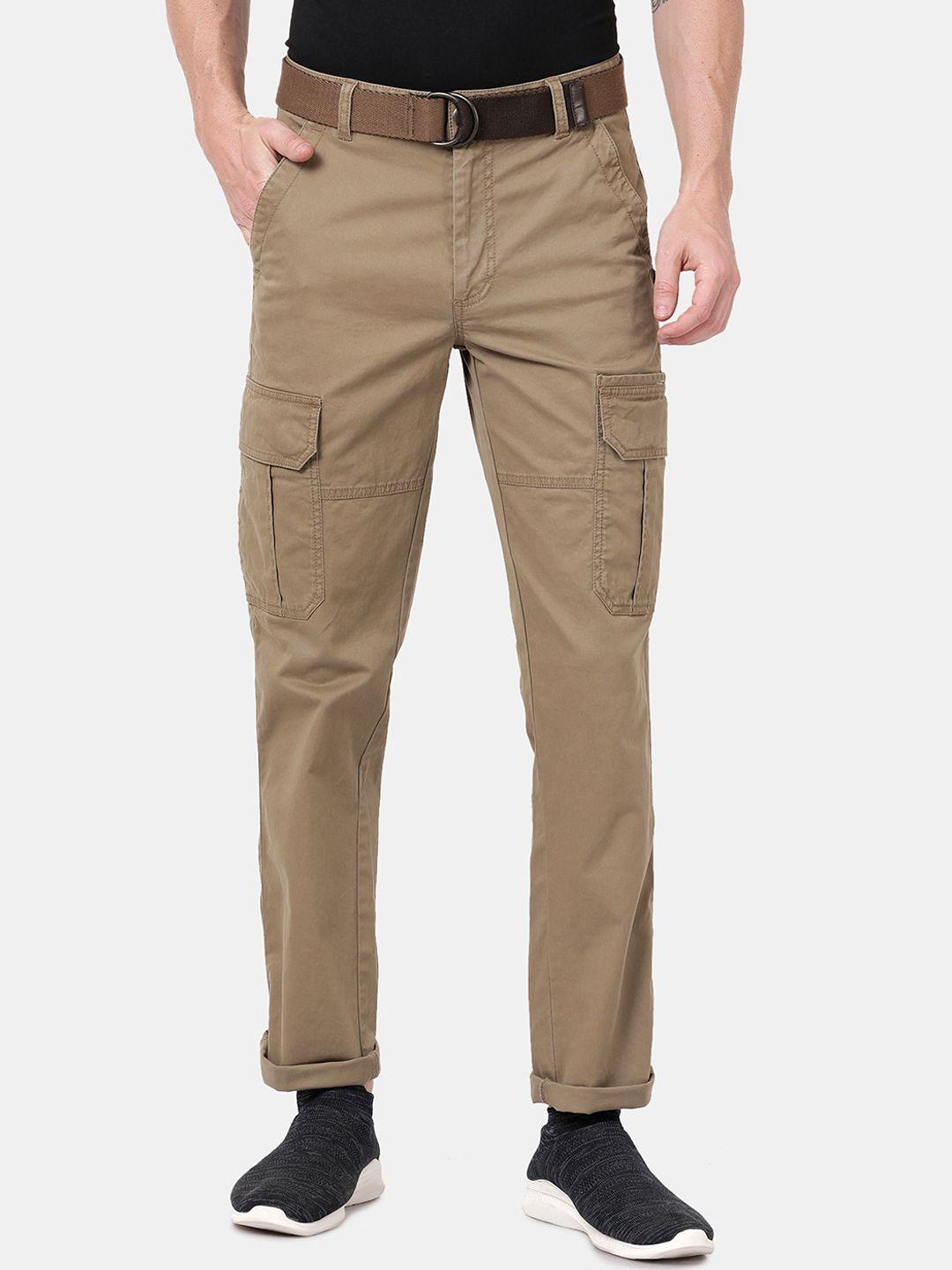 t-base men khaki easy wash cargos trousers