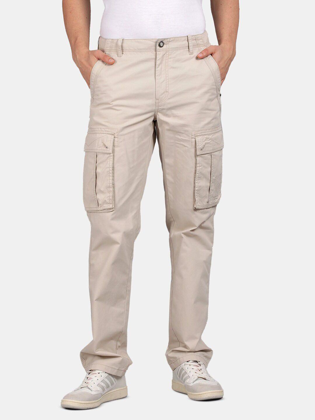 t-base men mid-rise pure cotton cargos trouser