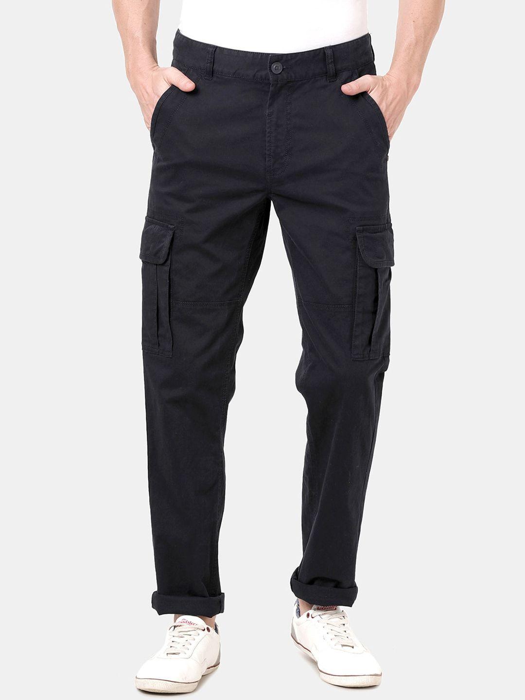 t-base men navy blue slim fit cargos trousers