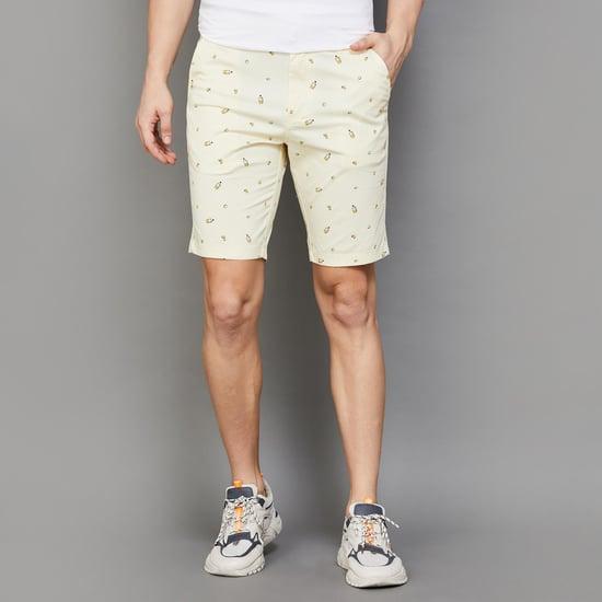 t-base men printed slim fit casual shorts