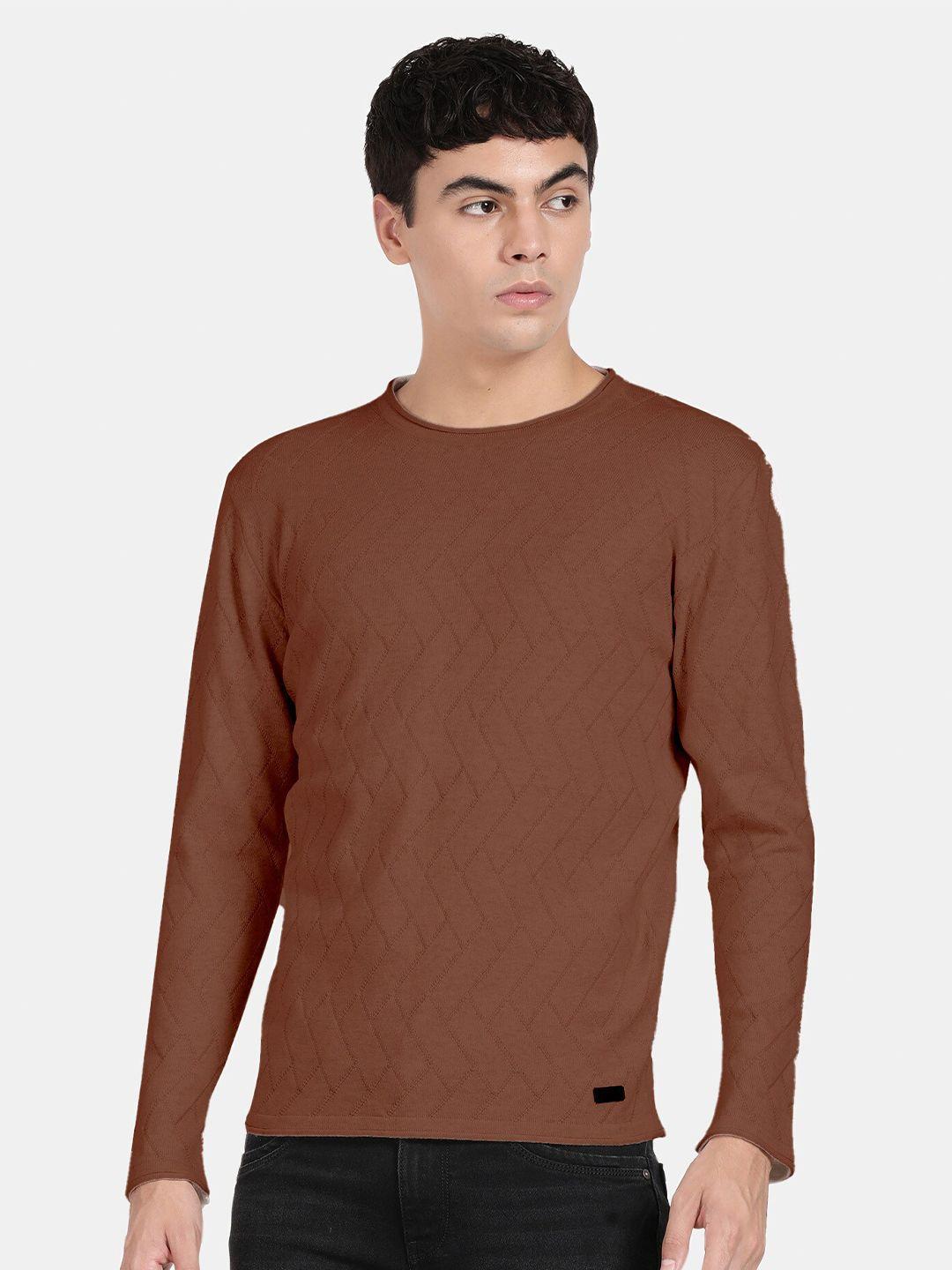 t-base men rust ribbed pullover
