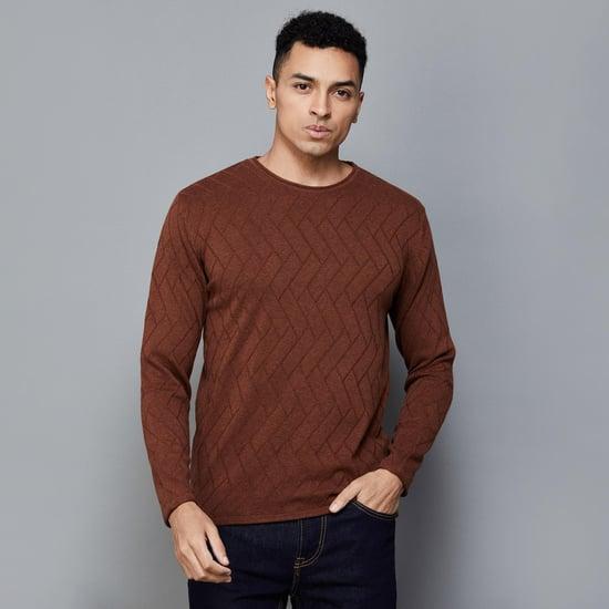 t-base men textured pullover sweater