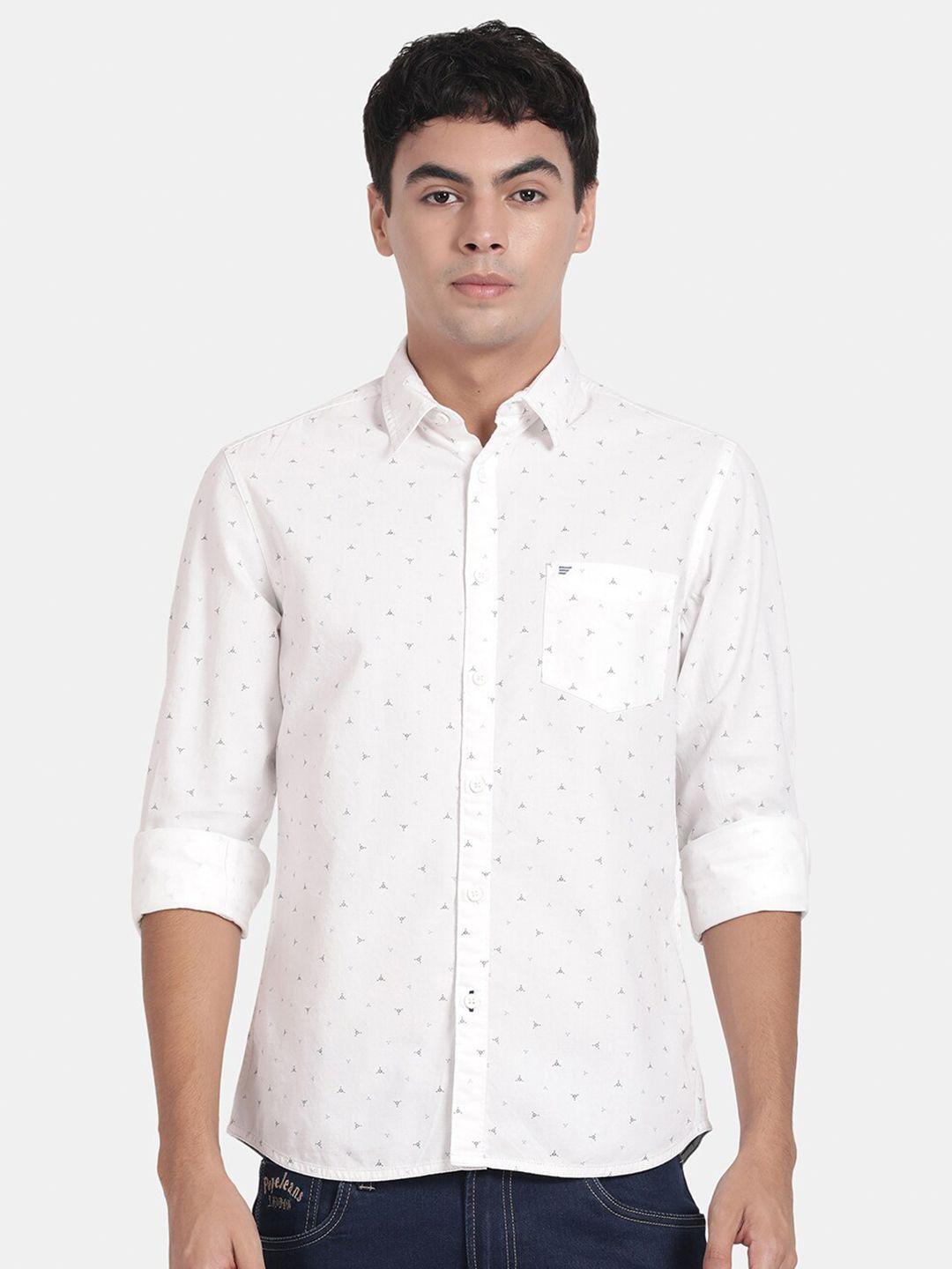 t-base micro ditsy printed spread collar cotton casual shirt