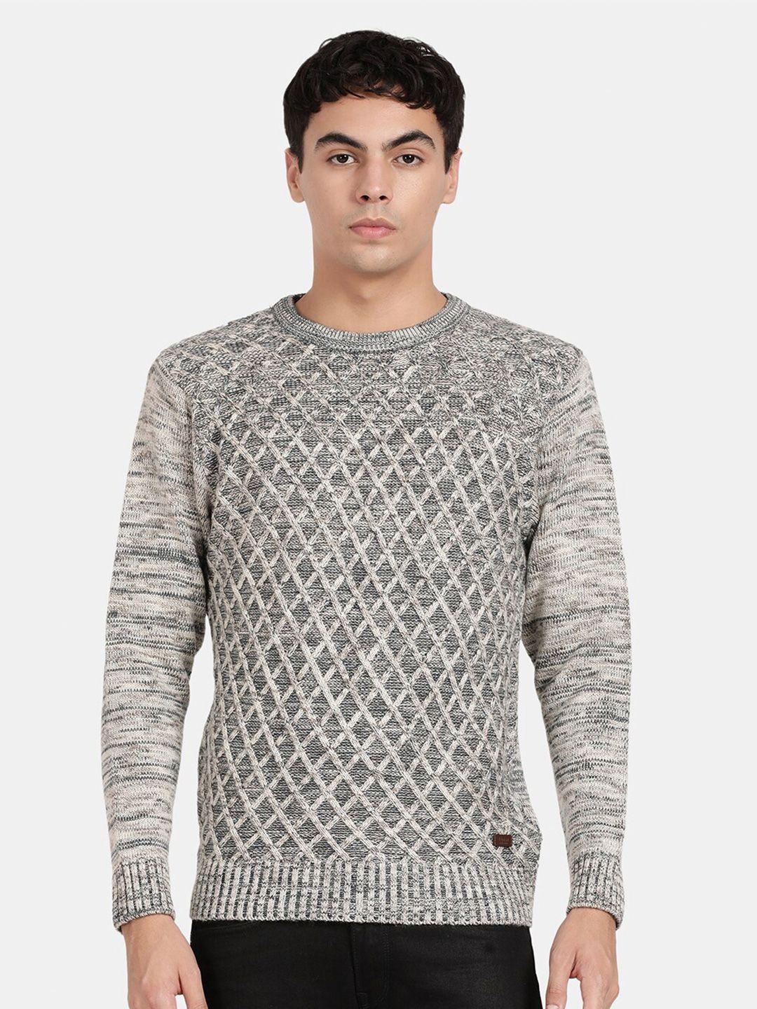 t-base self design woollen pullover sweatshirt