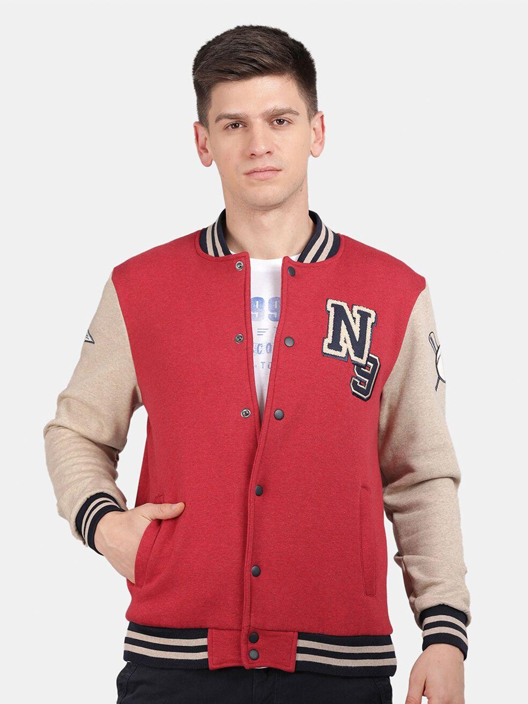 t-base stand collar varsity jacket