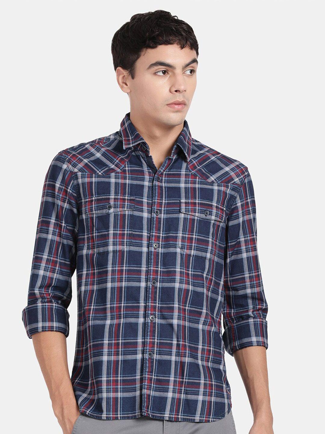 t-base tartan checked cotton casual shirt