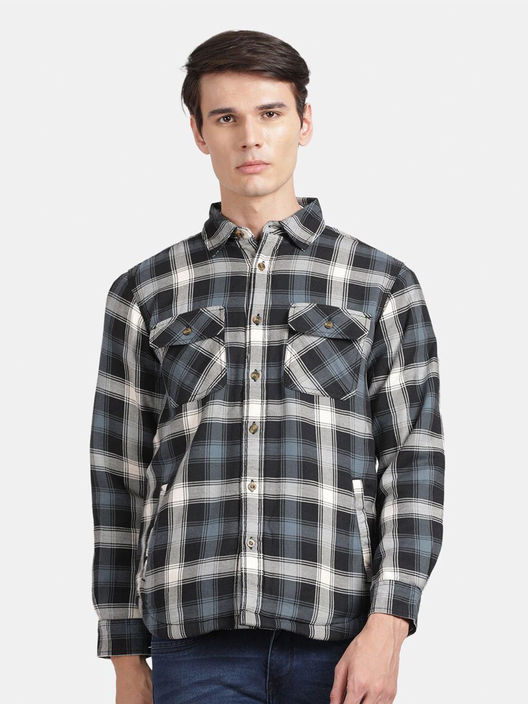 t-base tartan checks cotton casual shirt