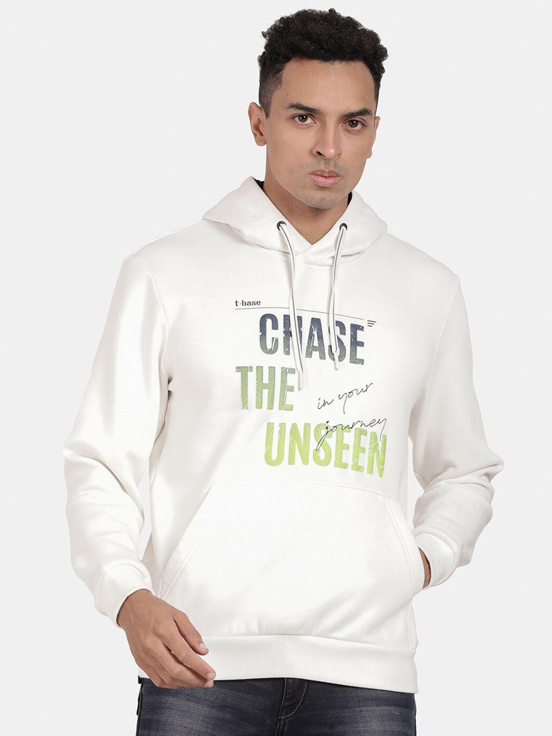 t-base typography printed hooded pullover sweatshirt
