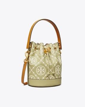 t monogram contrast embossed mini bucket bag