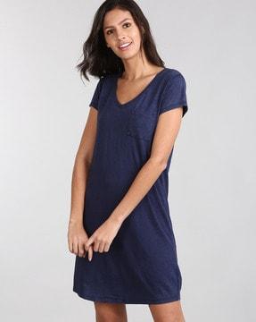 t-shirt dress with patch pocket