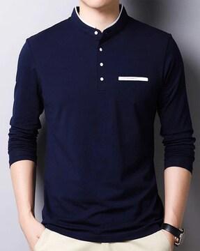 t-shirt with henley neck detail