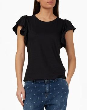 t-shirt with ruffled sleeves