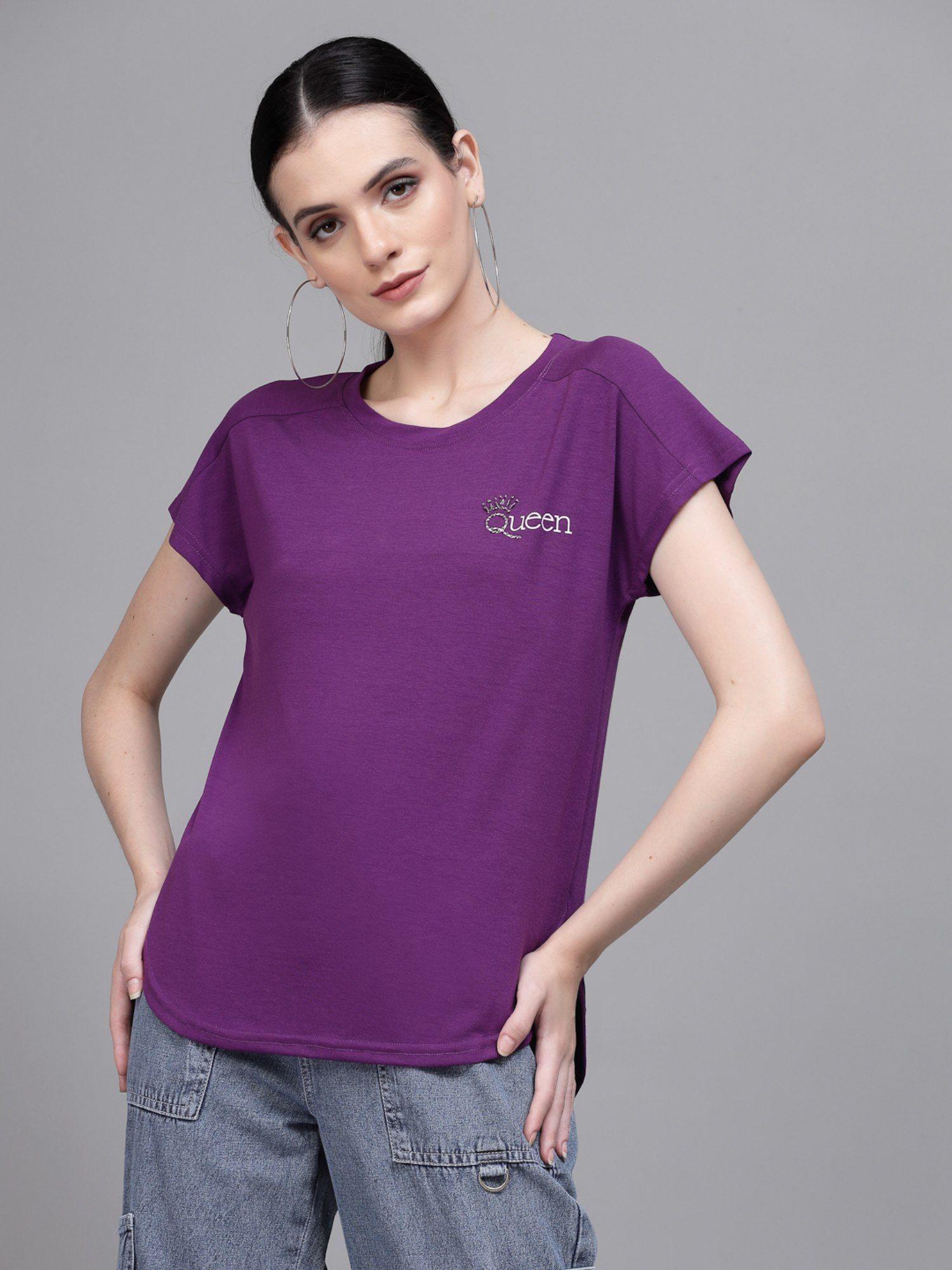 t-shirts for women voilet round neck t-shirts for women suitable