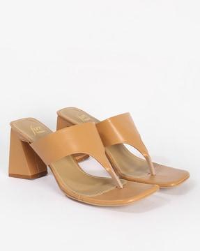 t-strap chunky heeled sandals