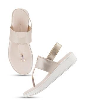 t-strap flat sandals with sling-back