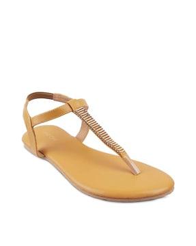 t-strap flat sandals with sling back