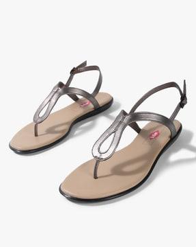 t-strap flat sandals with slingback