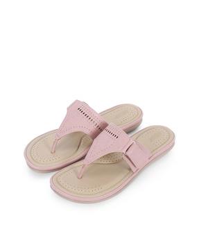 t-strap flat sandals with velcro-fastening