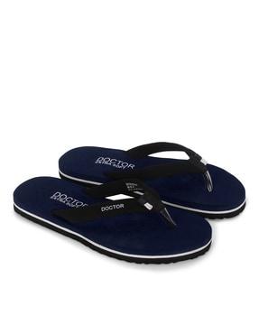 t-strap flip-flops with branding