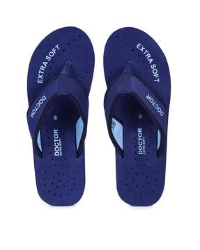 t-strap flip-flops with branding