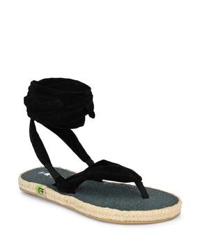 t-strap sandals with ankle-strap