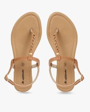 t-strap sandals with buckle fastening