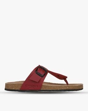 t-strap sandals with buckle strap