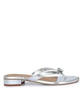 t-strap sandals with faux leather upper
