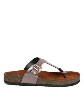 t-strap sandals with pu upper