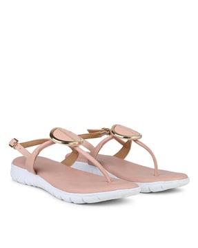 t-strap slingback sandals with buckle fastening