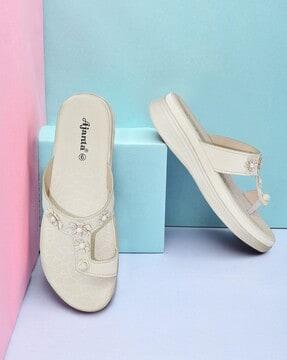 t-strap slip-on flat sandals