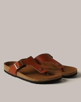 t-strap slip-on sandals