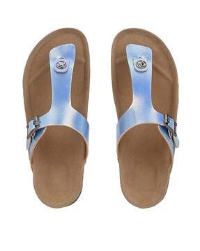 t-strap slip-on sandals