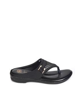 t-strap slip-on sandals