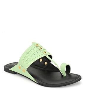 t-strap slip-on toe-ring flat sandals 