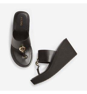 t-strap wedges with metal detail