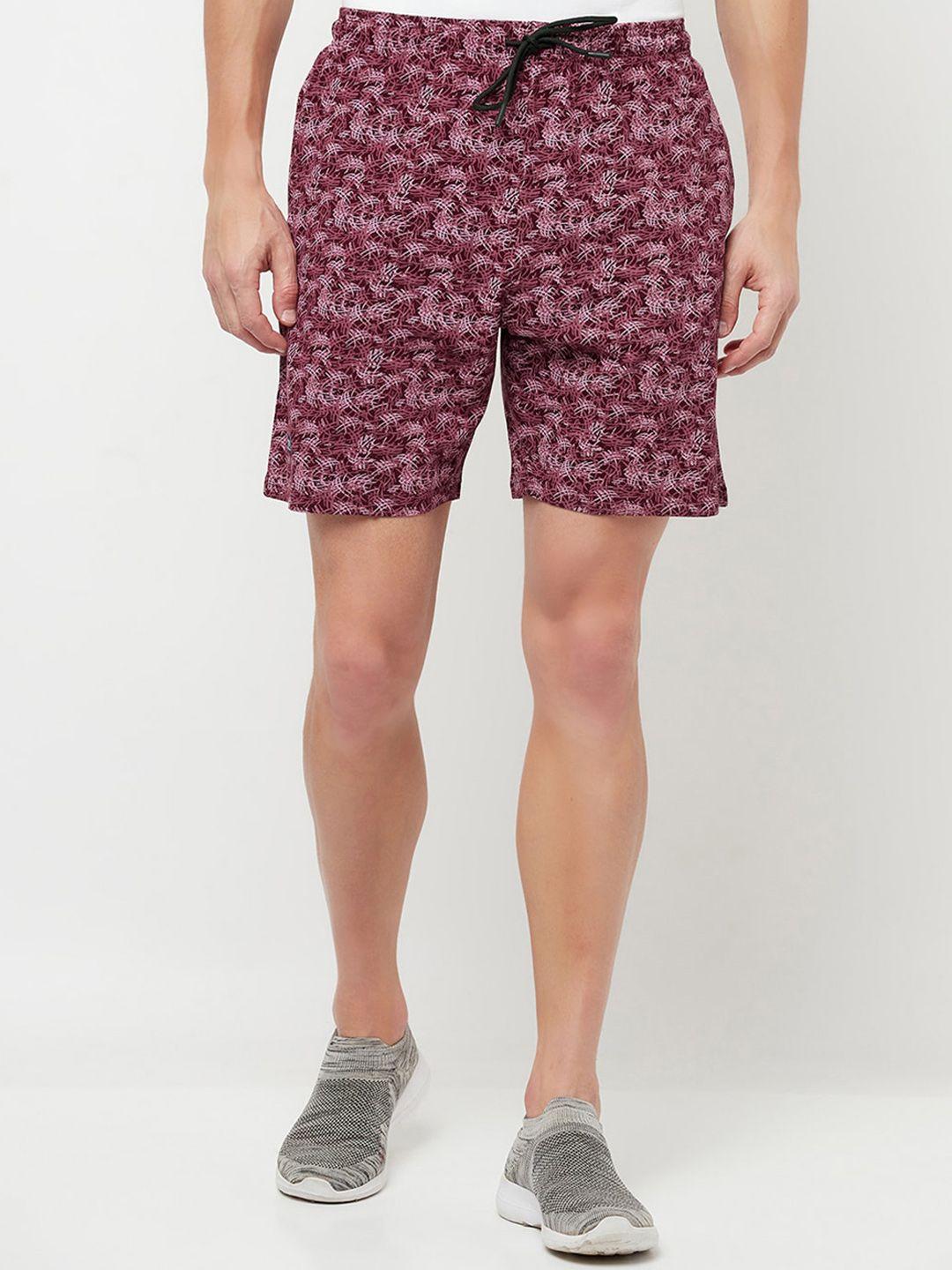 t t men maroon printed shorts