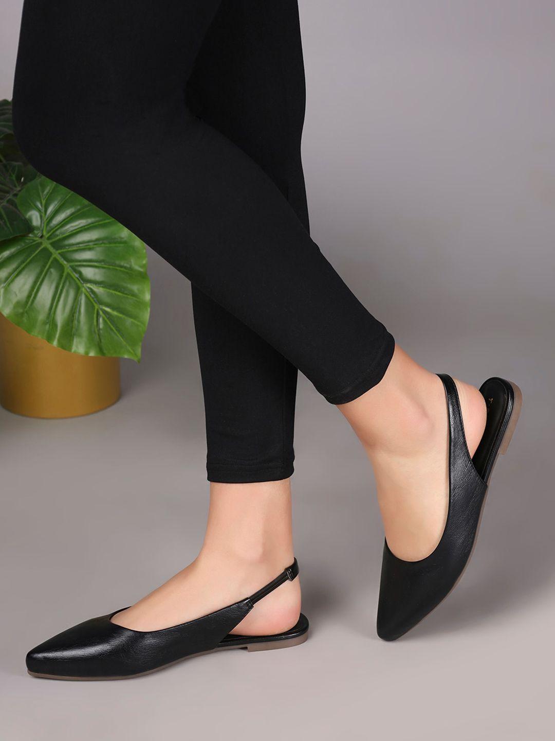 t.eleven pointed toe textured ballerinas