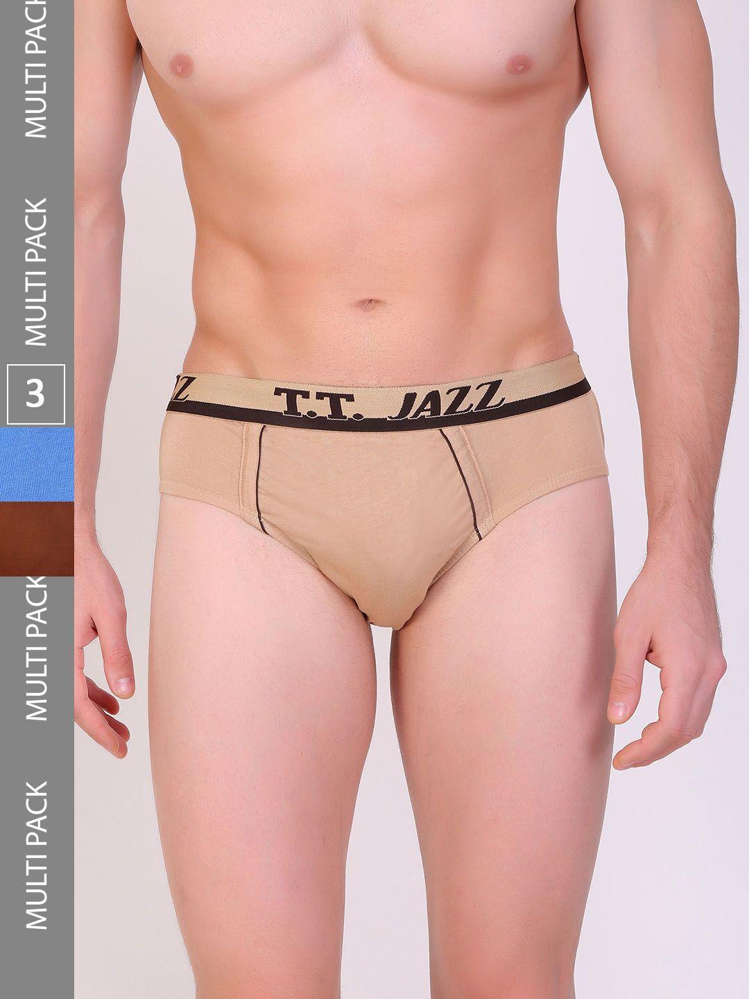 t.t. men pack of 3 mid-rise combed cotton basic briefs